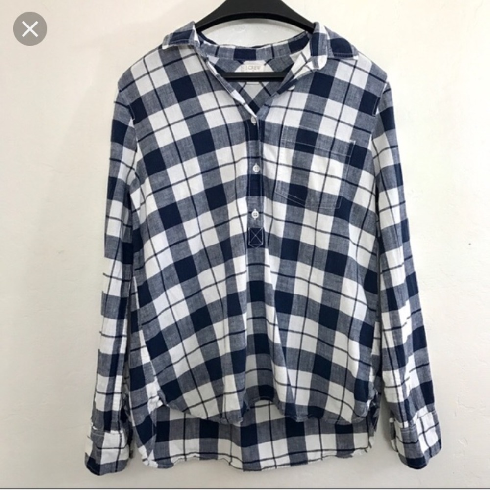 J crew plaid homespun popover top
